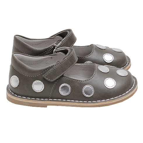 L'Amour Grey Silver Dot Strap Mary Jane Shoe Toddler Girl 5-10 - SophiasStyle.com